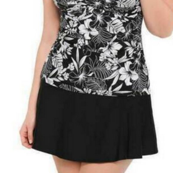 NWT Womens CHRISTINA Black White Floral Tankini Swim Black Skirt Suit - Picture 13 of 13